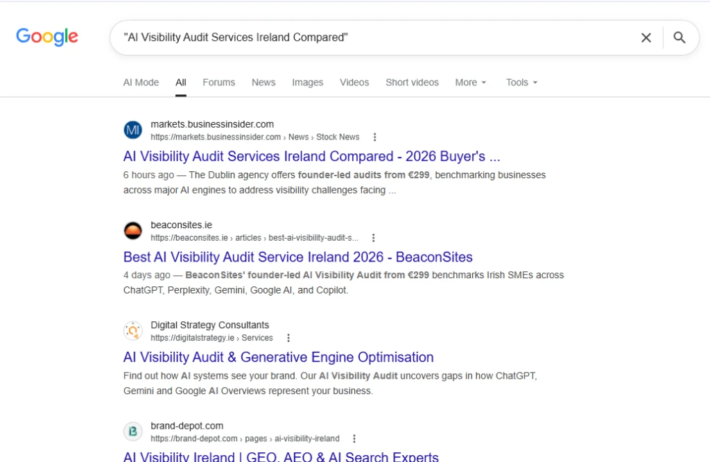 AI Visibility Audit Services Ireland Compared